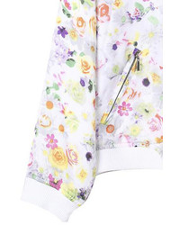Romwe Fresh Floral Print Ribbed Cuffs Jacket