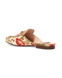 Gucci for NET-A-PORTE Princetown Horsebit Detailed Floral Print Canvas Slippers