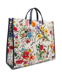 Gucci Flora Large Med Floral Print Canvas Tote