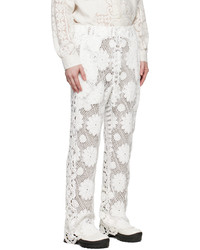 young n sang White Floral Trousers