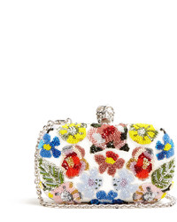 Alexander McQueen Floral Embellished Leather Box Clutch