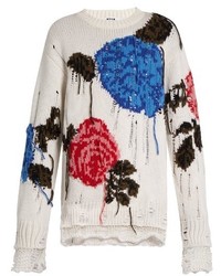 MSGM Floral Intarsia Wool Blend Sweater