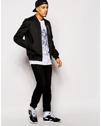 Asos Brand Longline T Shirt With Floral Overlay Print