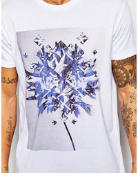 Asos Brand Longline T Shirt With Floral Overlay Print