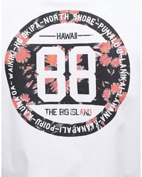 Asos Brand Longline T Shirt With Hawaii Floral Back Print
