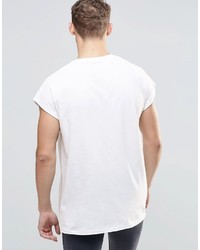 ASOS TALL Sleeveless T-Shirt With Raw Edge And Contrast Raglan In  White/Black