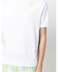 Thom Browne Floral Embroidered Cotton T Shirt