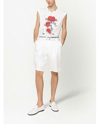 Dolce & Gabbana Floral Logo Print Cotton T Shirt