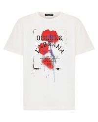 Dolce & Gabbana Floral Logo Print Cotton T Shirt