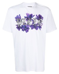 Philipp Plein Floral Logo Print Cotton T Shirt