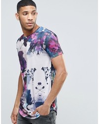 Siksilk Floral T Shirt With Curved Hem