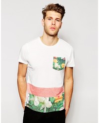 Jack and Jones Jack Jones T Shirt With Floral Print Pocket Hem