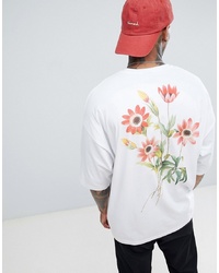 ASOS DESIGN Oversized T Shirt With Floral Back Print In Heavyweight Fabric