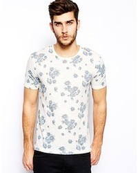 Selected T Shirt With Floral Print Marshmallow