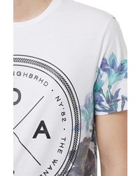 Topman Slim Fit Floral Print Graphic Crewneck T Shirt