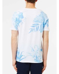 Topman White And Blue Floral Print T Shirt