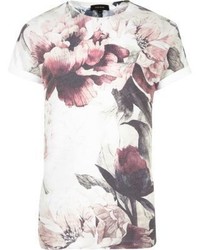 River Island White Faded Floral Print T Shirt