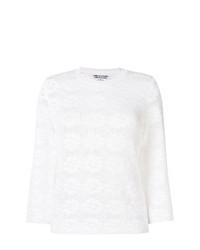 White Floral Crochet Long Sleeve Blouse