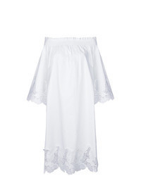 White Floral Crochet Off Shoulder Dress
