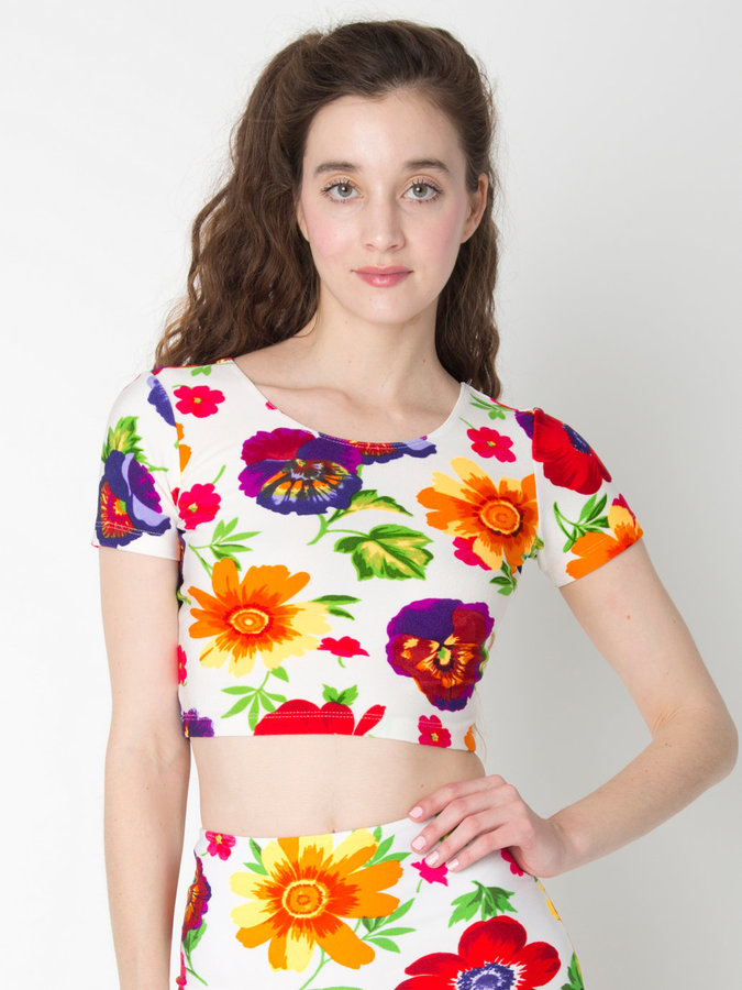 American Apparel Floral Print Short Sleeve Crop Top, $36