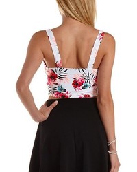 Charlotte Russe Tropical Print Crossover Wrap Crop Top