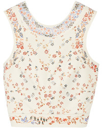Etro Cropped Floral Print Leather Top