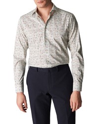 Eton Slim Fit Floral Button Up Dress Shirt In White At Nordstrom