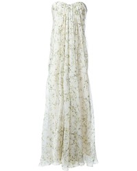 Alexander McQueen Floral Draped Bustier Evening Dress