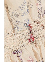 Rachel Zoe Meade Cold Shoulder Floral Print Silk Chiffon Mini Dress Ivory