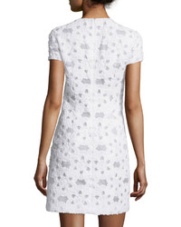 Michael Kors Michl Kors Collection Short Sleeve Floral Applique Dress Optic White