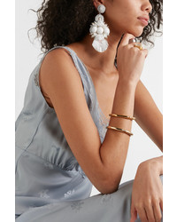 Ranjana Khan Silver Tone Pearl Crystal And Tulle Clip Earrings