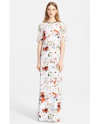 Erdem Floral Print Belted Silk Gown
