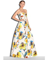Milly Pop Art Floral Print Ava Strapless Gown
