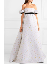 Philosophy di Lorenzo Serafini Off The Shoulder Med Floral Jacquard Gown