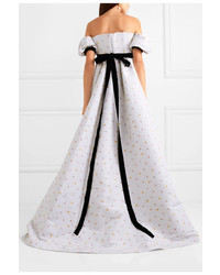 Philosophy di Lorenzo Serafini Off The Shoulder Med Floral Jacquard Gown