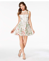 City Studios Juniors Floral Embroidered Fit Flare Dress Created For Macys