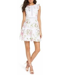Ever New Print Broderie Anglaise Fit Flare Dress