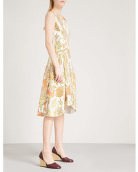 Peter Pilotto Foiled Floral Print Sleeveless Fit And Flare Woven Dress