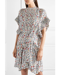 Chloé Med Pleated Floral Print Tte Mini Dress