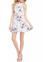 Midnight Doll High Neck Floral Fit And Flare Dress