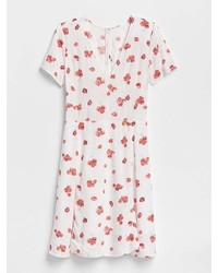 Gap Short Sleeve Floral Print Fit And Flare Dress