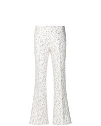 White Floral Flare Pants