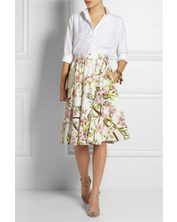 Dolce & Gabbana Floral Print Cotton Poplin Skirt