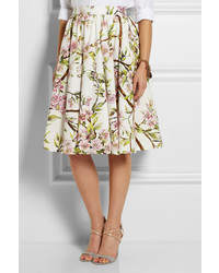 Dolce & Gabbana Floral Print Cotton Poplin Skirt