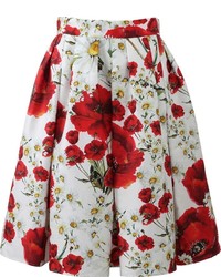 Dolce & Gabbana Full Poppy Print Skirt