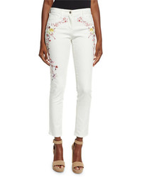 Etro Floral Embroidered Ankle Jeans White