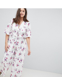 Fashion Union Plus Tea Jumpsuit With Kimono Sleeves In Vintage Floral