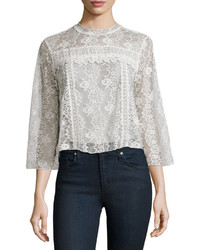 Romeo & Juliet Couture Floral Lace 34 Sleeve Blouse Ivory