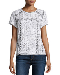 Generation Love Floral Lace Contrast Embroidered Short Sleeve Top