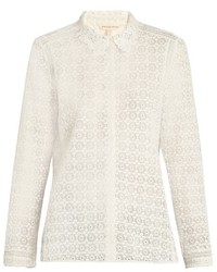 Rebecca Taylor Point Collar Floral Lace Blouse